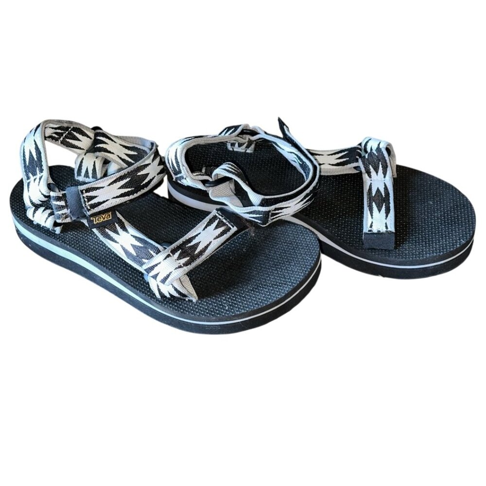 Women's Black & White Teva Midform Universal Sandals Size 6 - Picture 2 of 6